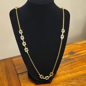 J. Crew Long Goldtone and Faux Diamomd Necklace